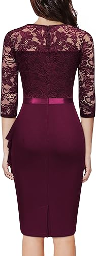 Miniatura 2 de Miusol Vestido de cóctel retro con cuello en V y encaje floral para mujer