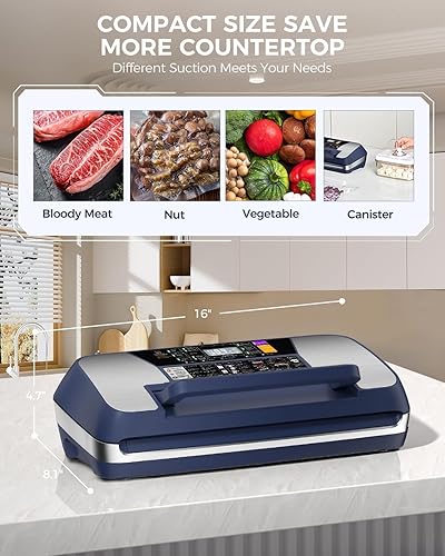 Miniatura 6 de Máquina selladora al vacío de 95 kpa, sellador de alimentos completamente automático comercial, sellador al vacío para alimentos con cortador, 10