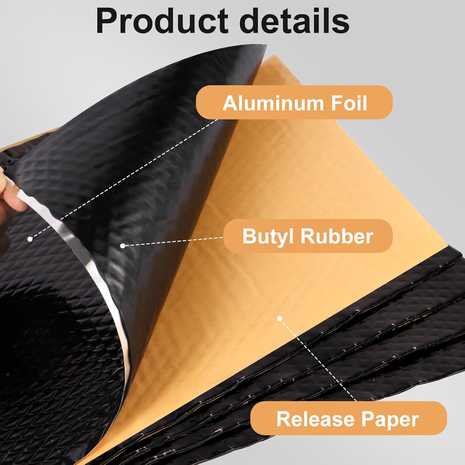 Soundproofing & Noise Insulation Mat, 80 Mil (2mm) Automotive Sound Deadener, Butyl Self-Adhesive Vibration Damping Pad for Car Doors, Roof, Trunk (21 Sq Ft)
