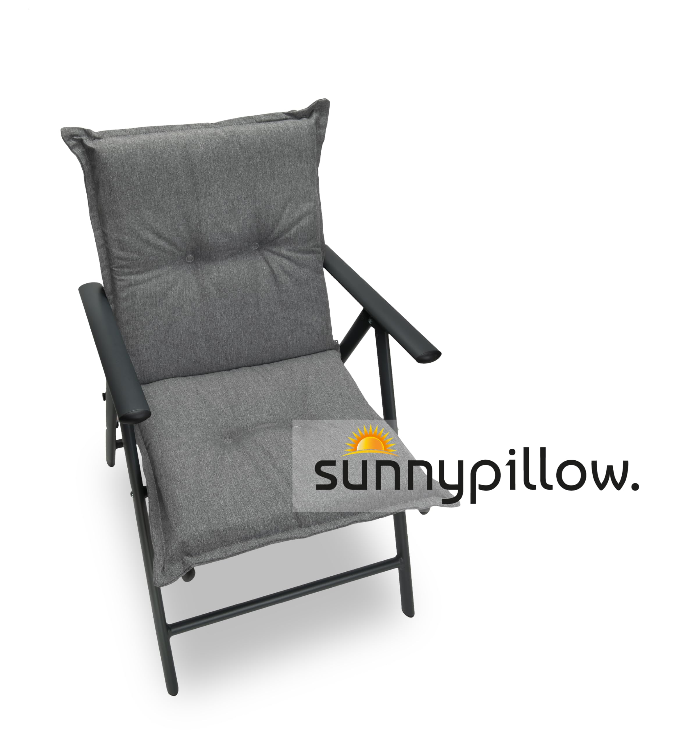 sunnypillow Set di 6 Cuscini per Sedia da Giardino con Schienale Basso - 100 x 50 Spesso 9 cm - per Interni ed Esterni - Impermeabile e Resistente ai Raggi UV - Made in EU - Grigio