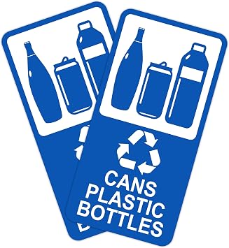 2PCS Recycle Sign for Trash Can,Self-Adhesive Waterproof Fade-Resistant Recycle Cans and Bottle Only Stickers for House,Home,Business,Shop,School,Public Area 3.9 x 8 In