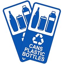 2PCS Recycle Sign for Trash Can,Self-Adhesive Waterproof Fade-Resistant Recycle Cans and Bottle Only Stickers for House,Home,Business,Shop,School,Public Area 3.9 x 8 In