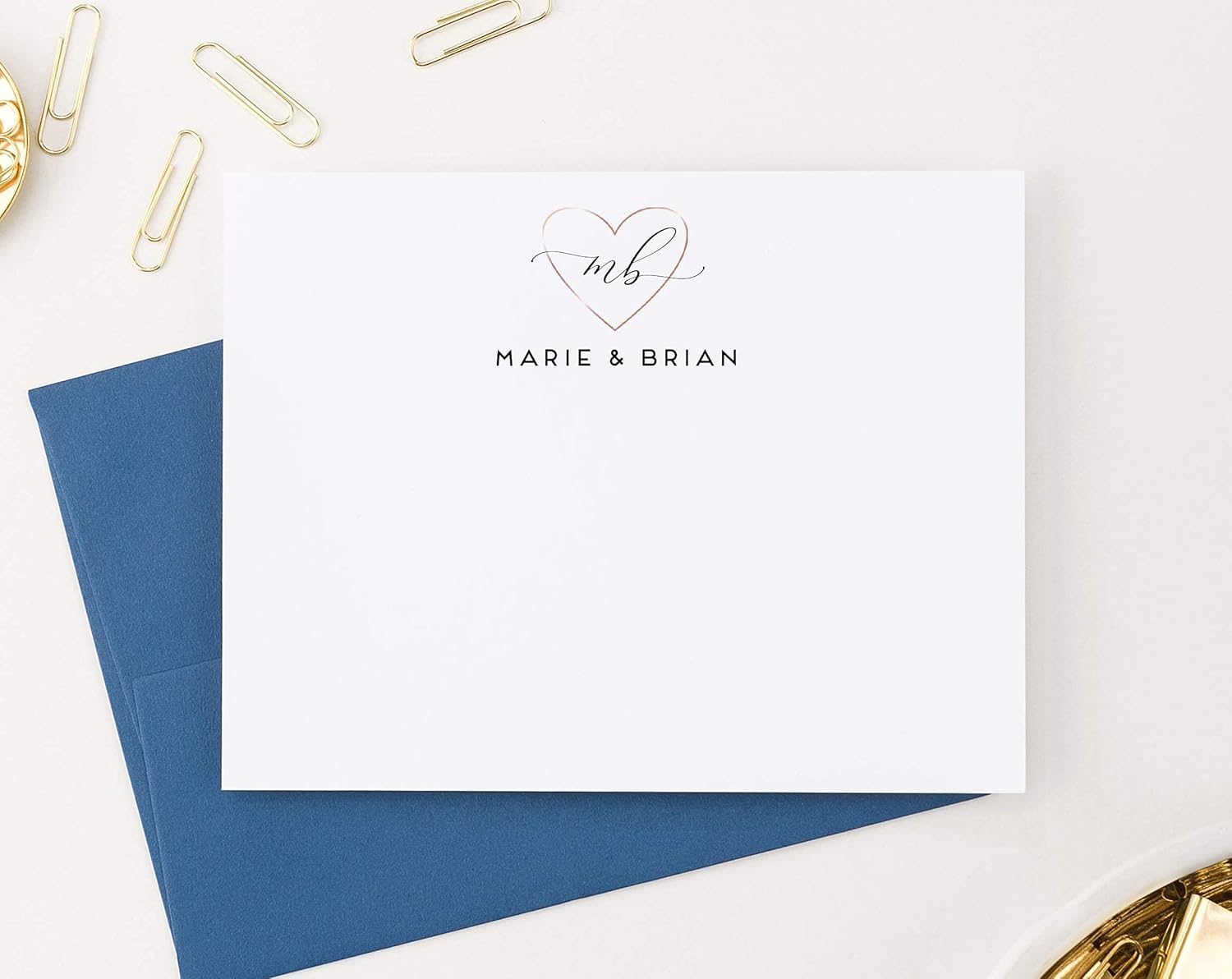 Simple Personalized Wedding Thanks You Cards, FLAT Personalized Couples Stationary, Personalized Thank You Cards for Wedding, Your Choice Of Colors and Quantity
