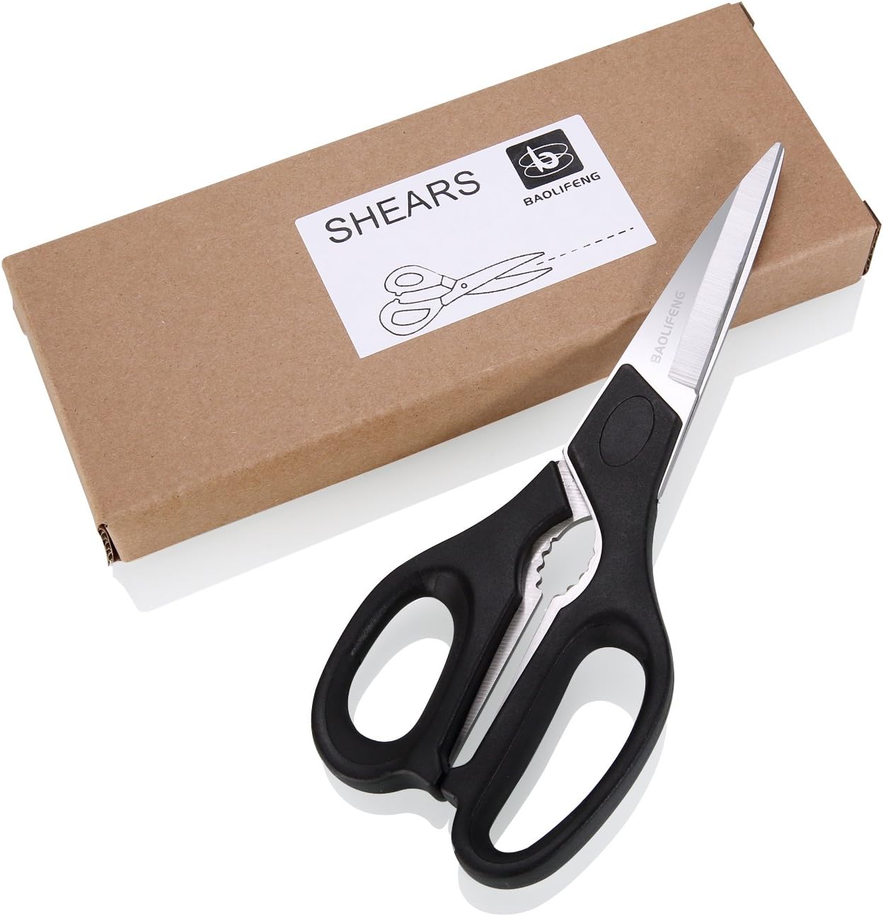 Heavy Duty Kitchen Scissors and Poultry Shears Stainless-Steel Multi-Purpose Dishwasher Safe Utility Scissors for Cutting Chicken, Turkey, Meat and Fish Sharp Blades (Black)