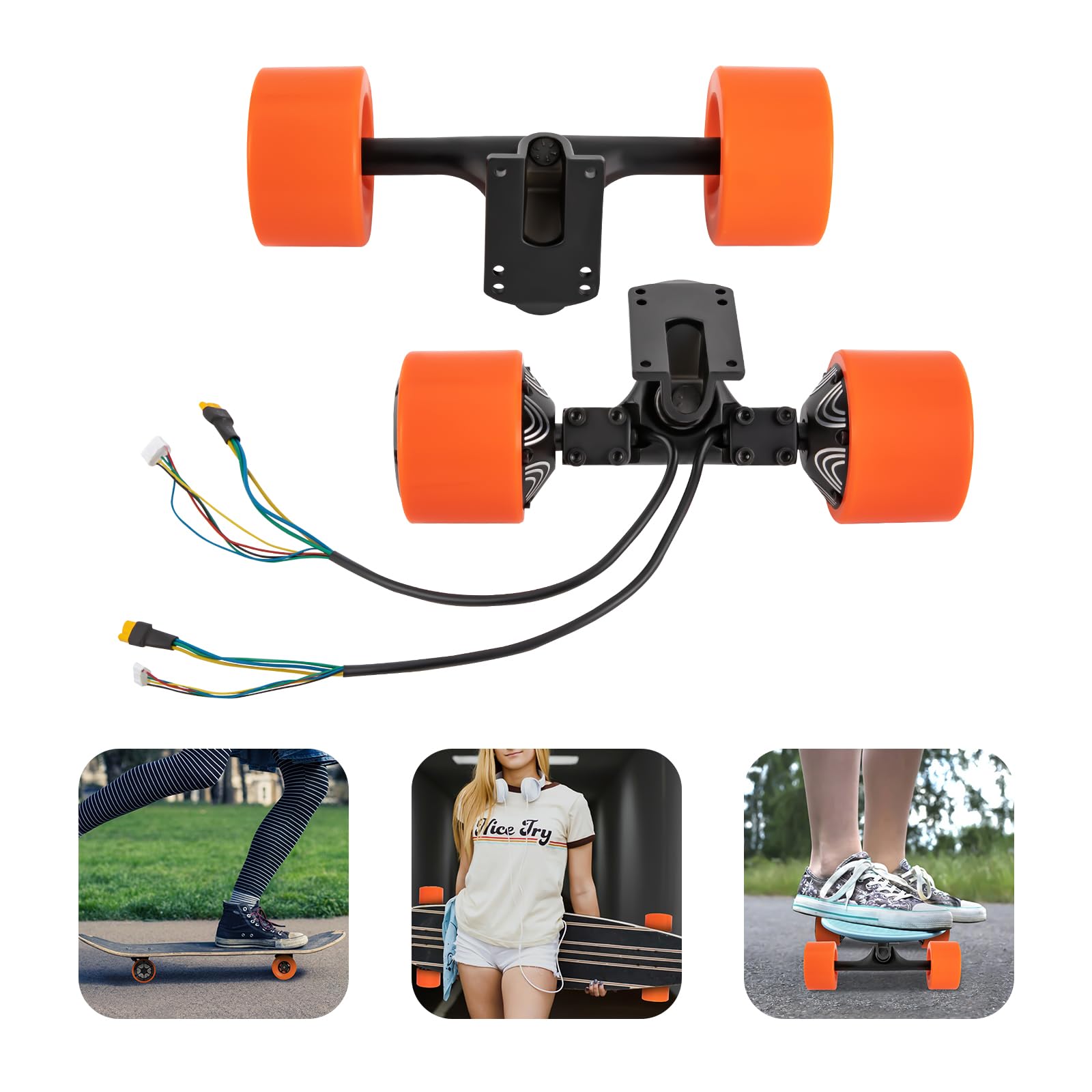 Skateboard électrique double moteur – Moteur brushless 250 W – Charge maximale : 220,46 kg – Étanche IP44 – Idéal pour les amateurs de skateboard et les trajets
