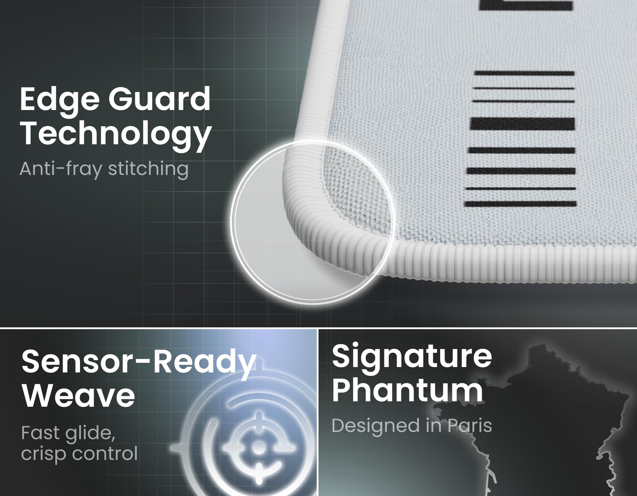 Phantum Gamma Edition - Alfombrilla de ratón para juegos XL con superficie de microfibra para deslizamiento y rendimiento (Light)
