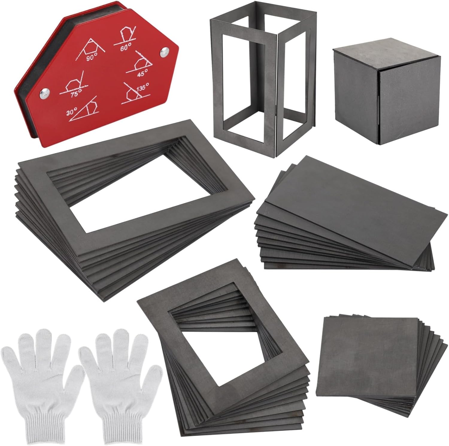 Beginner-Friendly 40-Piece Welding Kit, Featuring Mild Steel Coupons, Welding Attractor, and Gloves for Mig, Tig, Stick, Arc