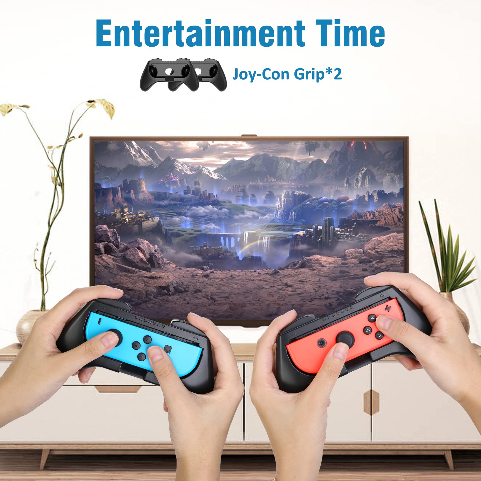 HEYSTOP Nintendo Switch Tasche Bundle 27 in 1 Tragetasche Case mit Schutzhülle, Griff, Aufbewahrung, Ladestation, Schwarz