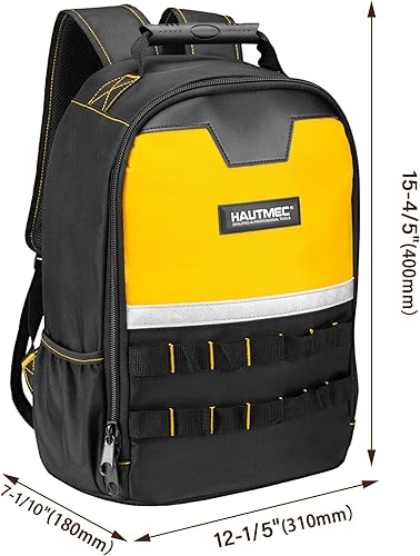 Miniatura 2 de HAUTMEC HTTBM25058 - Mochila de herramientas con compartimento para laptop, bolsa de herramientas Oxford 1680D resistente con base reforzada, 11