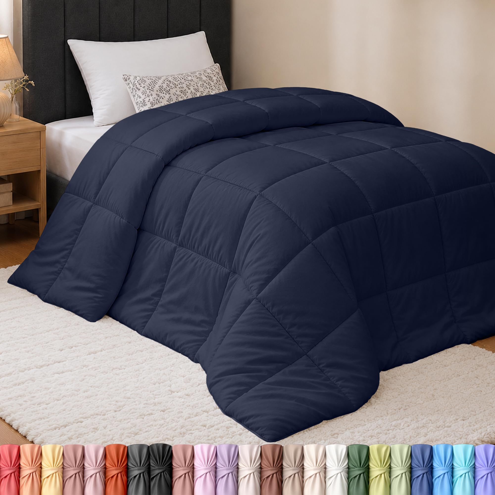 Utopia Bedding Twin Comforter, Duvet Insert, Navy, 64 x 88 Inches