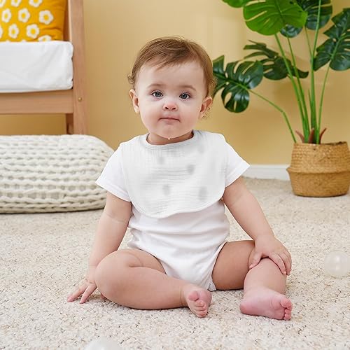 Miniatura 7 de Muslin Baby Bibs Cotton Baby Drool Bandana Bibs for Baby Girls Boys Infant Newborn Toddler Drooling and Teething Azul macaron,rosado (Macaron