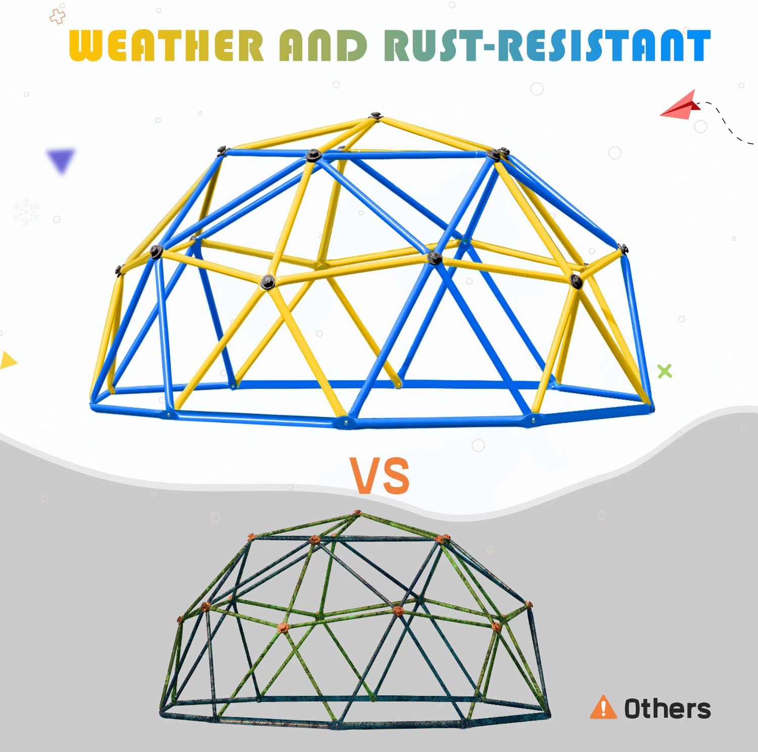 Zupapa Dome Climber, Decagonal Geo Jungle Gym Supporting 800LBS with Much Easier Assembly, a Lot of Fun for Kids (Blue)