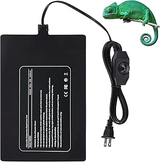 Reptile Heating Pad, 23W Temperature Adjustable Under Tank Heater with Adhesive for 30-40gal Tank, Waterproof Heat Mat for Turtle, Lizard, Snake, Reptile, and Other Small Animals, 12x8 inch