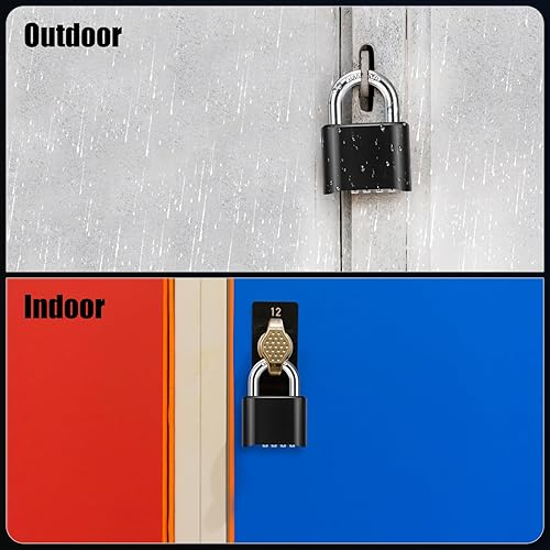 Miniatura 5 de Diyife Paquete de 2 candados combinados para exteriores, diseño de contraseña oculta Candado de combinación resistente a la intemperie, alta