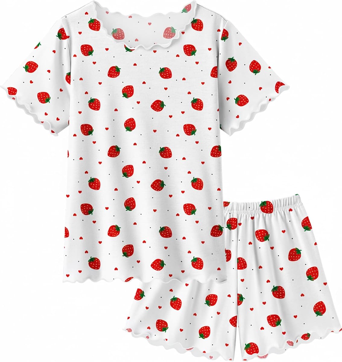 Arshiner Girls Pajamas Short Sleeve Lounge Set Soft Shirring Summer Pjs | Cute Pajama for Little & Big Girls, Comfy Soft Fabric, 2-Piece Sleepwear Sets, Summer Sleep & Lounge