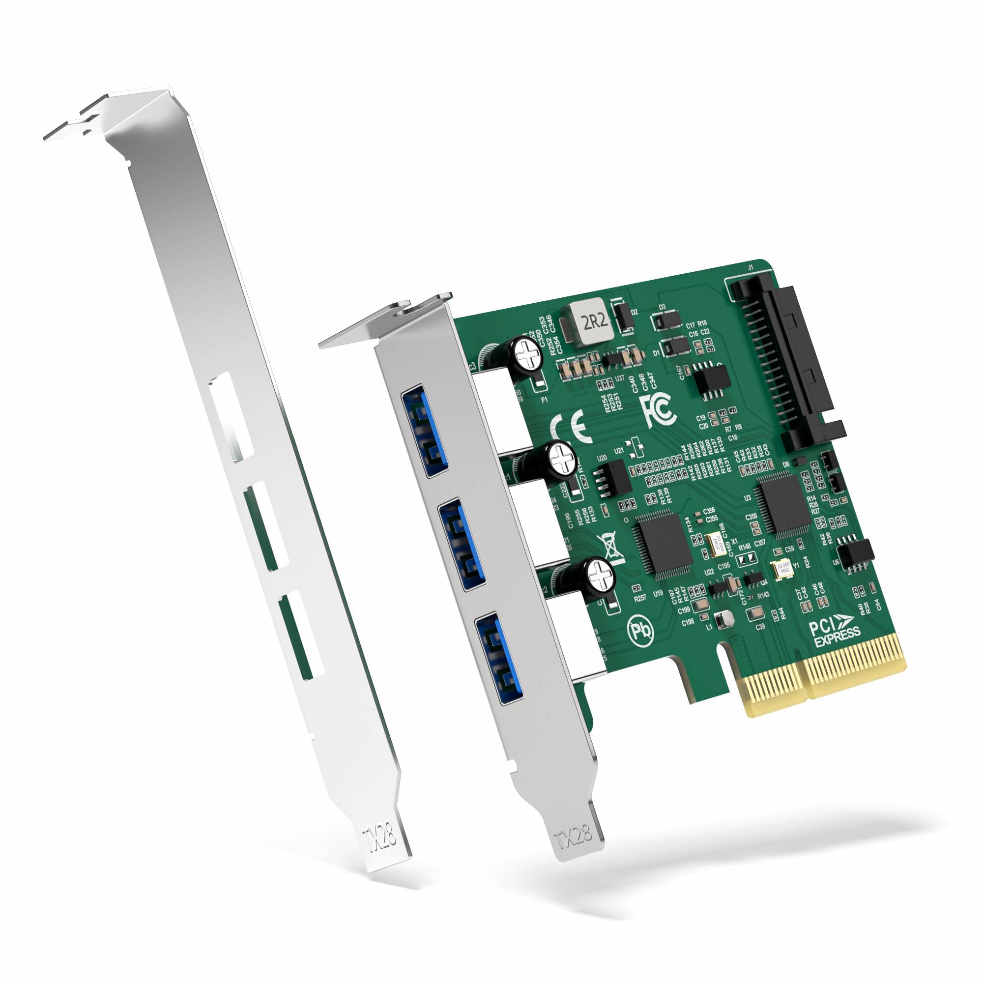 DriverGenius Turbo-X | Carte PCIe USB 3.2 3 Ports USB-A (Low Profile) | Carte D'Extension USB 10 Gbit/s pour PC SFF et Serveurs, PCIe x4, Compatible Windows 11 et Linux, Équerre Standard Incluse