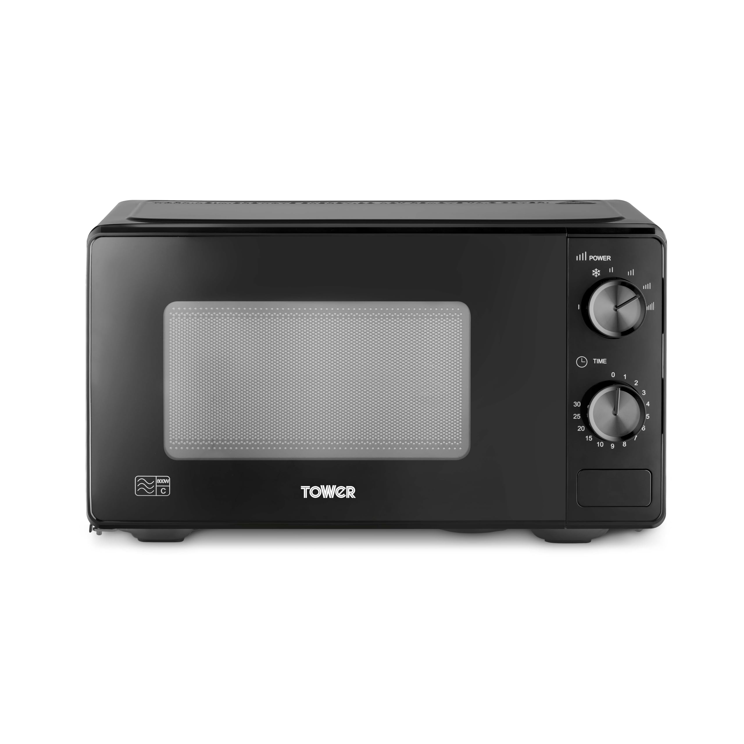 Tower Manual 20 Litre 800W Microwave, 5 Power Levels, Black