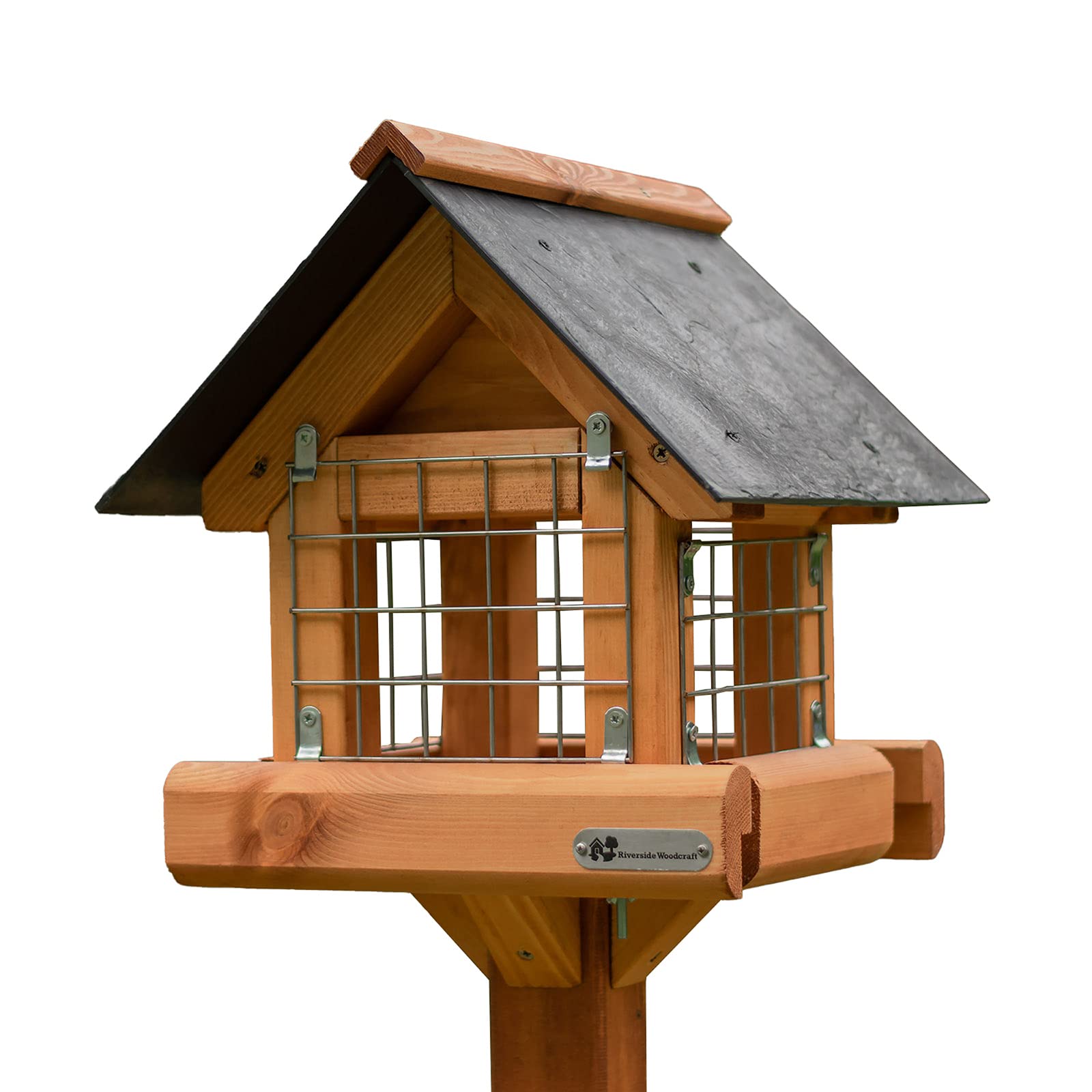Riverside Woodcraft Safe Haven Slate Roof Bird Table (Standard 50mm (Mesh Size))