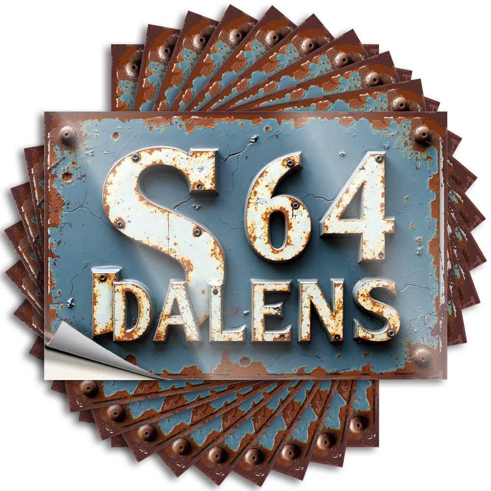 Fzfn Colour Camping Decor For Camper Tattoos - Southern Water Cover Rusty Metal Sign With Numbers And Letters(6X9cm)