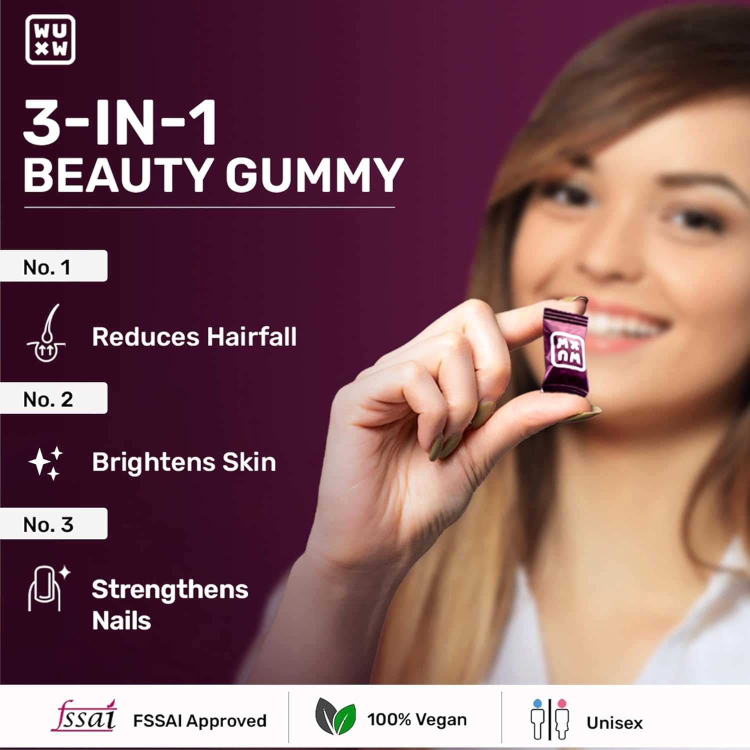 What's Up Wellness Biotin Gummies for Hair Growth, Bright Skin & Strong Nails, Vitamin A to E, Folic Acid, Zinc, Aloe Vera for Men & Women, 30 Days Pack What's Up Wellness Biotin Gummies for Hair Growth, Bright Skin & Strong Nails, Vitamin A to E, Folic Acid, Zinc, Aloe Vera for Men & Women, 30 Days Pack