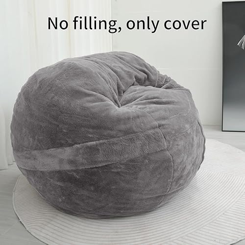 Miniatura 4 de YuppieLife Funda para sillas puff de piel esponjosa para adultos (solo funda, sin relleno), lavable a máquina, 4 pies, tamaño grande, lujosorepuesto