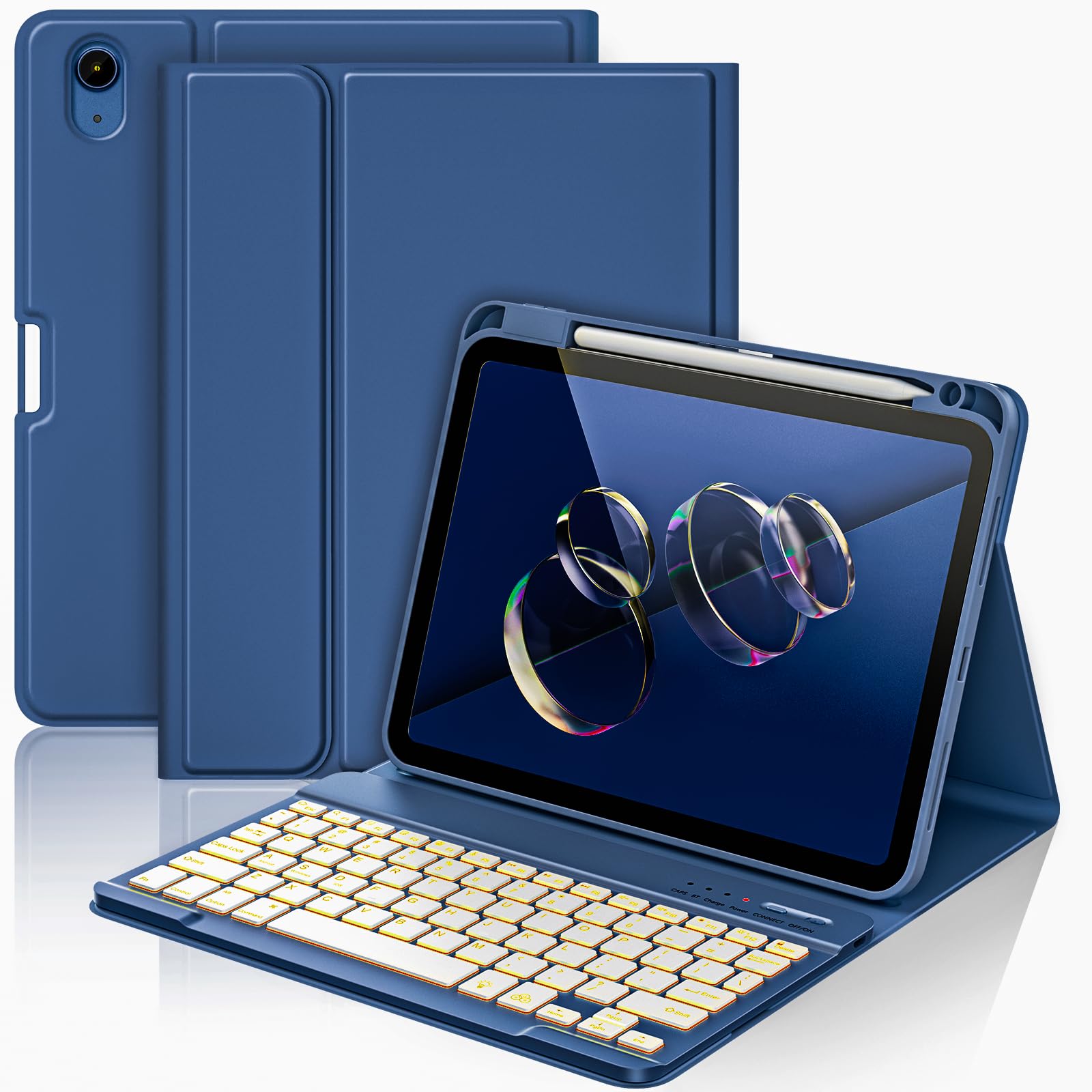 aMZCaSE Custodia con tastiera staccabile per iPad di 10a e 11a generazione (A16)