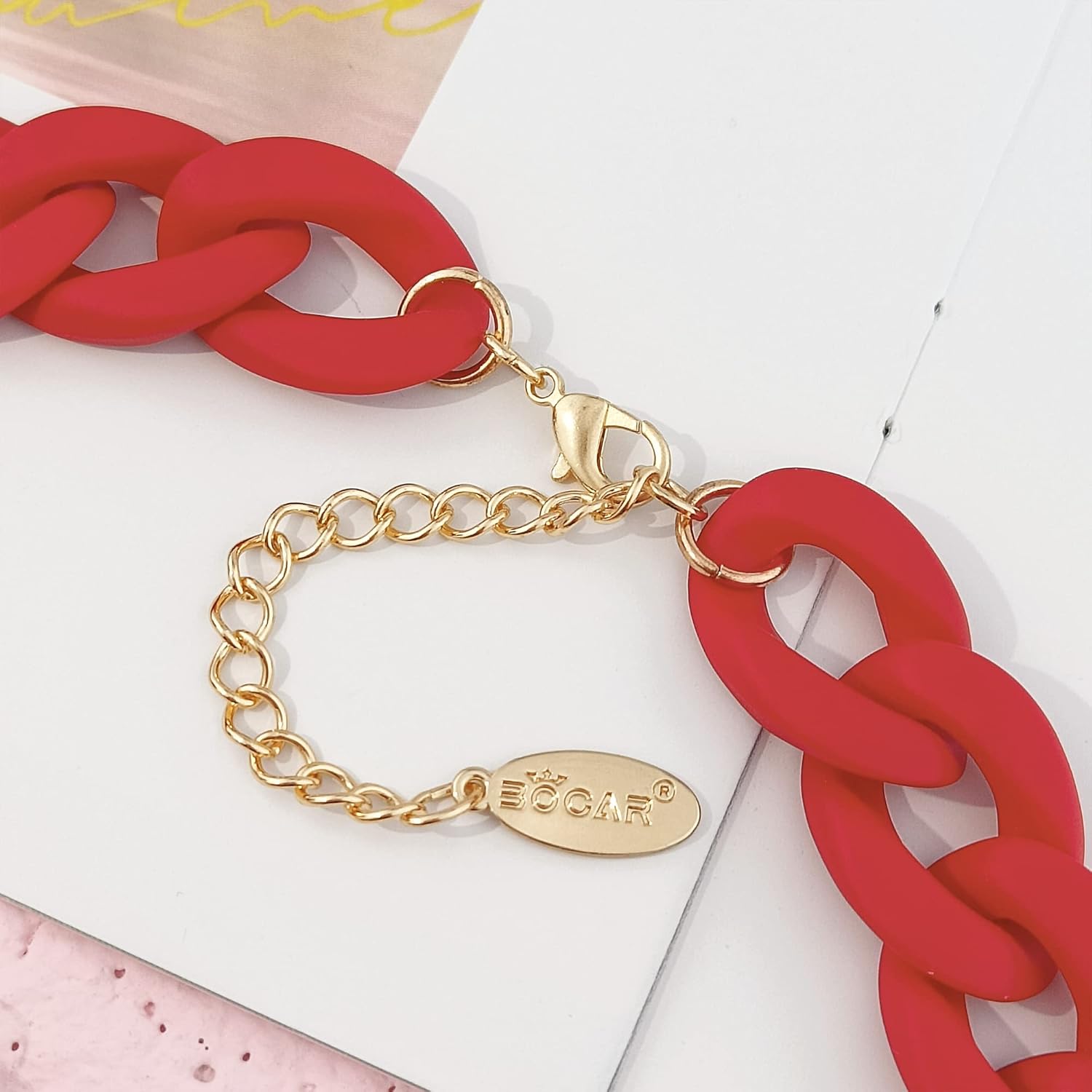 Bocar Statement Acrylic Chunky Necklace for Women Cuban Link Chain Collar Necklace Bracelcet Earrings Fashion Costume Jewelry Set - Image 6