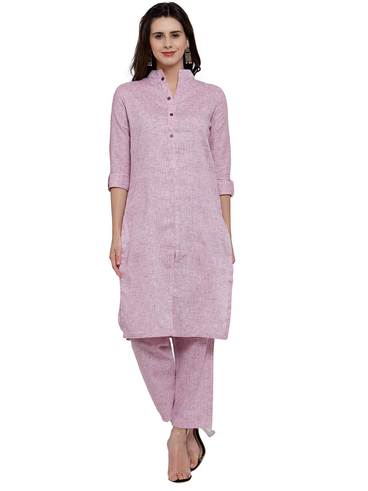 sayesha Mauve Collar Cotton Kurti with Culotte-picture-1