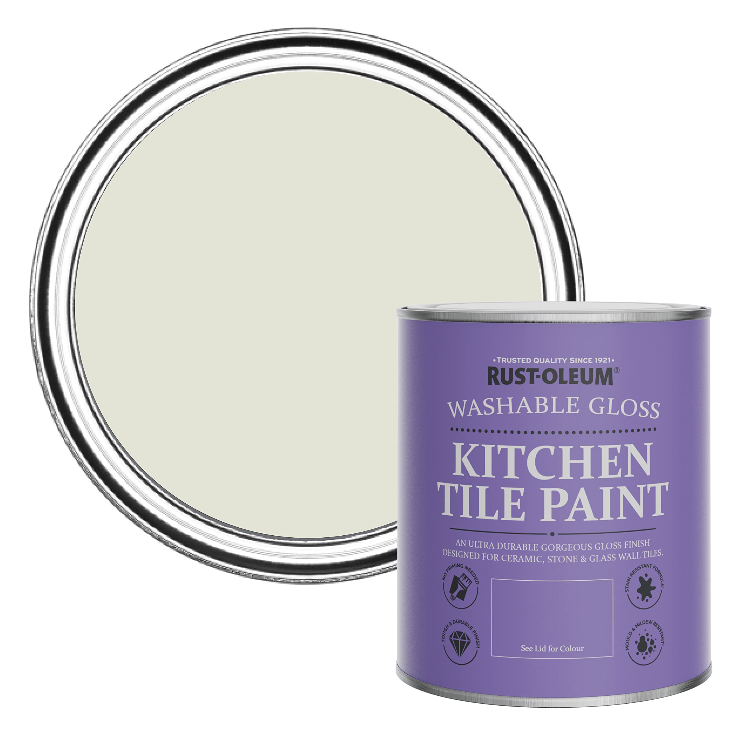 Rust-Oleum Beige Water-Resistant Kitchen Tile Paint in Gloss Finish - Portland Stone 750ml