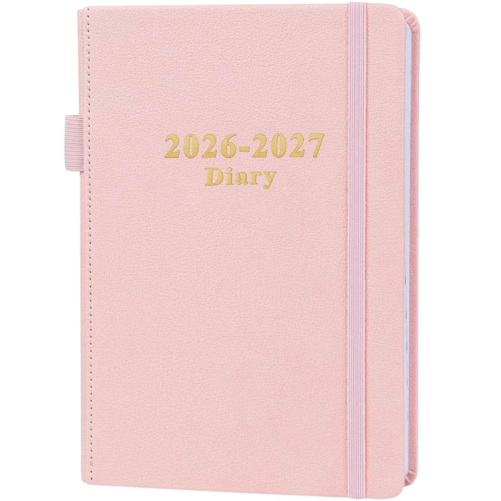Academic Diary 2026-2027 - A5 Page a Day Diary 2026/27,Planner 2026-2027, from August 2026 to July 2027,2 Bookmark,Elastic Closure & Pen Loop, Inner Pocket,Pink