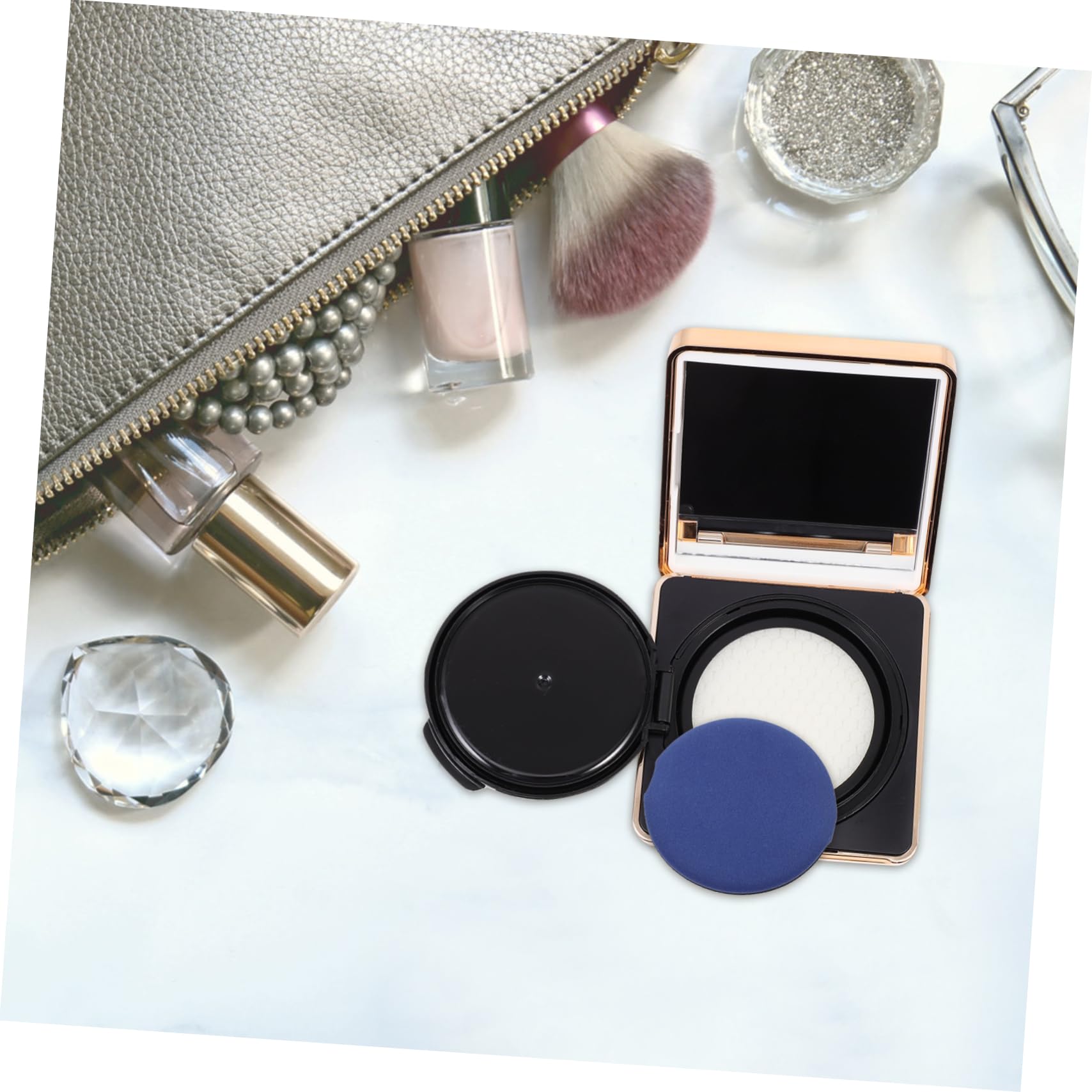 FRCOLOR Caja Vacía De 2 Uds Contenedor De Diamantes Soplo De Polvo Compacto Líquido Estuche Portátil para Maquillaje En Polvo Soporte para Base Estuches para Polvo Material De