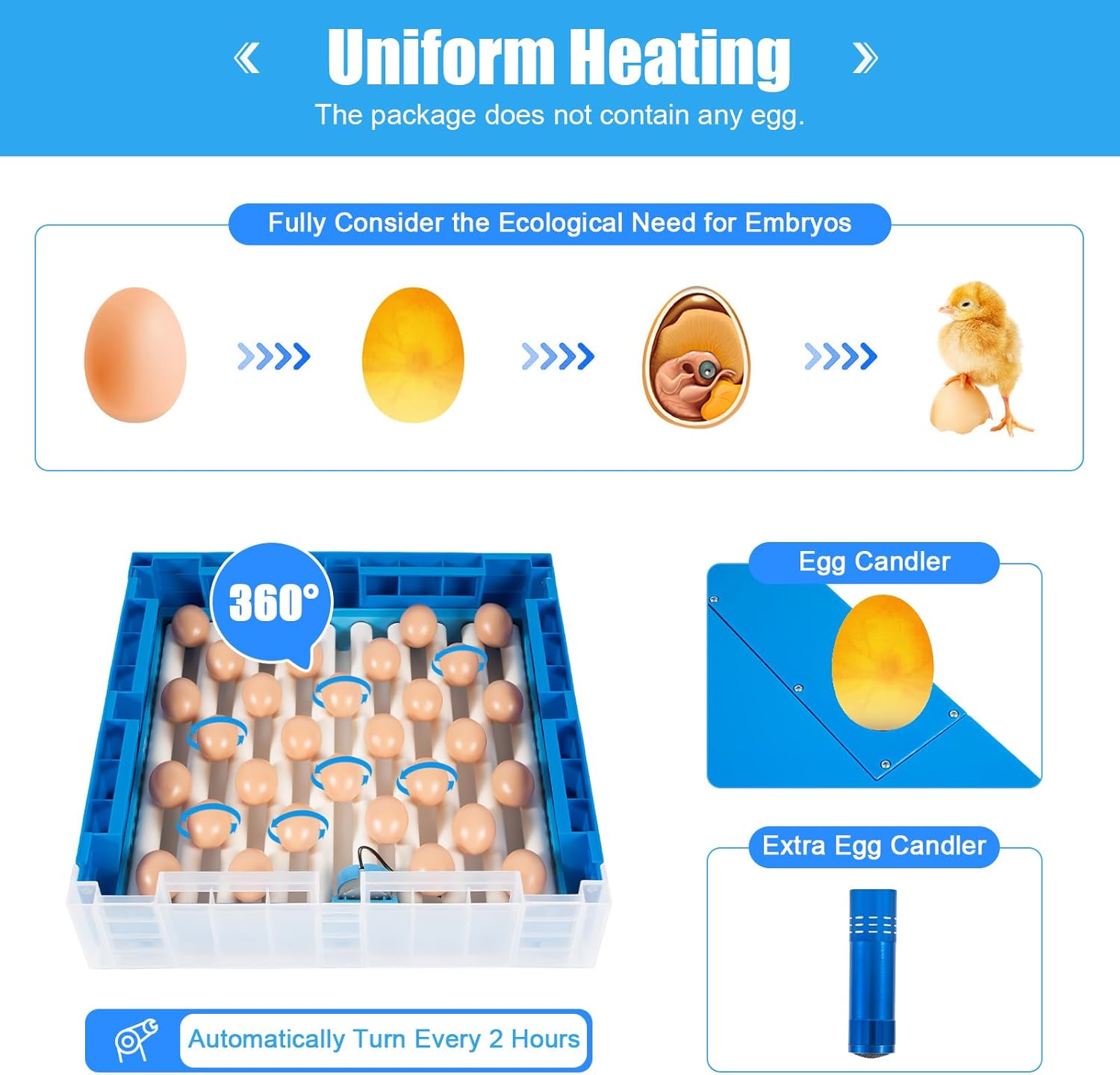 64 Eggs Incubator Digital,Automatic Egg Incubator, Eggs Chicken Quail Chick Hatcher, Hatching Mechine with Temperature Control Digital Display