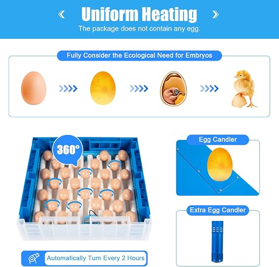 Egg Hatching Incubator 64 Eggs Automatic Egg Incubator Fully Automatic Digital Poultry Brooding Machine, Temperature Humidity Control & Automatic Egg Turner, for Chicken, Ducks, Birds & More