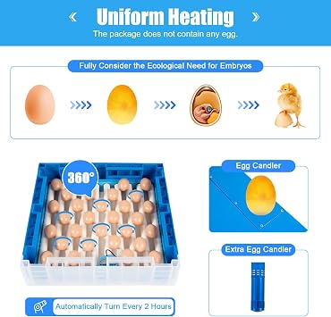 Egg Hatching Incubator 64 Eggs Automatic Egg Incubator Fully Automatic Digital Poultry Brooding Machine, Temperature Humidity Control & Automatic Egg Turner, for Chicken, Ducks, Birds & More