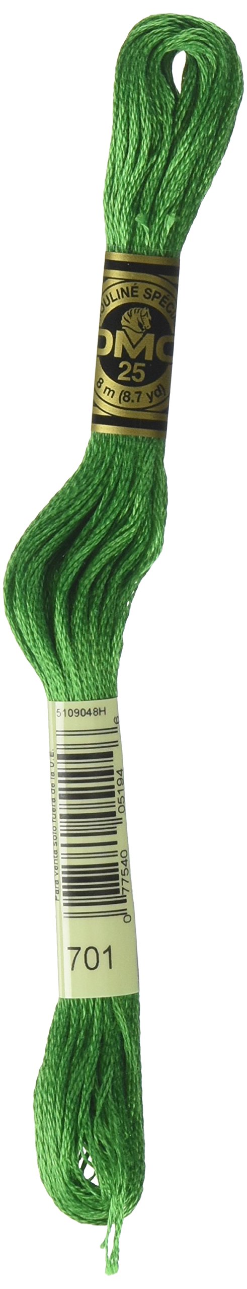 DMC 117-701 Six Stranded Cotton Embroidery Floss, Light Christmas Green, 8.7-Yard