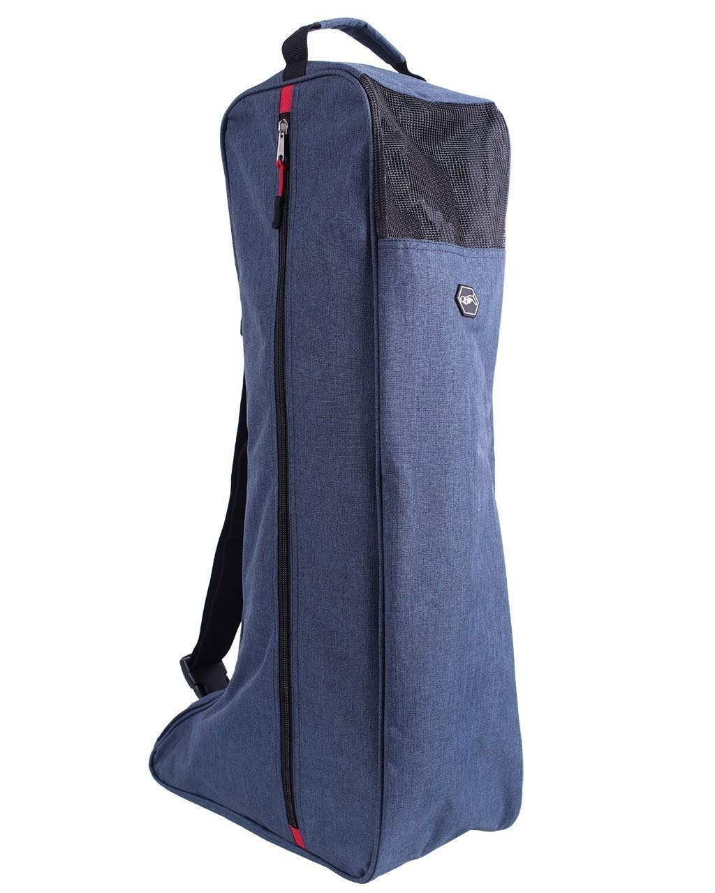 QHP Stiefeltasche mit Handgriff, abnehmbarem und verstellbarem Schultergurt (Blau)