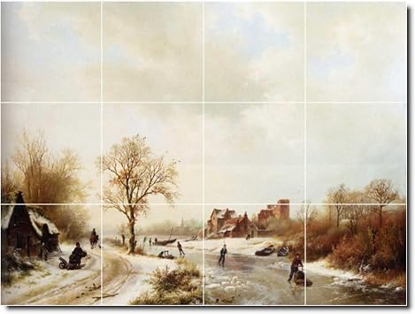 Ceramic Tile Mural-Barend Koekkoek Country Painting 56. 17" W x 12.75" H 12 4.25x4.25 Tiles