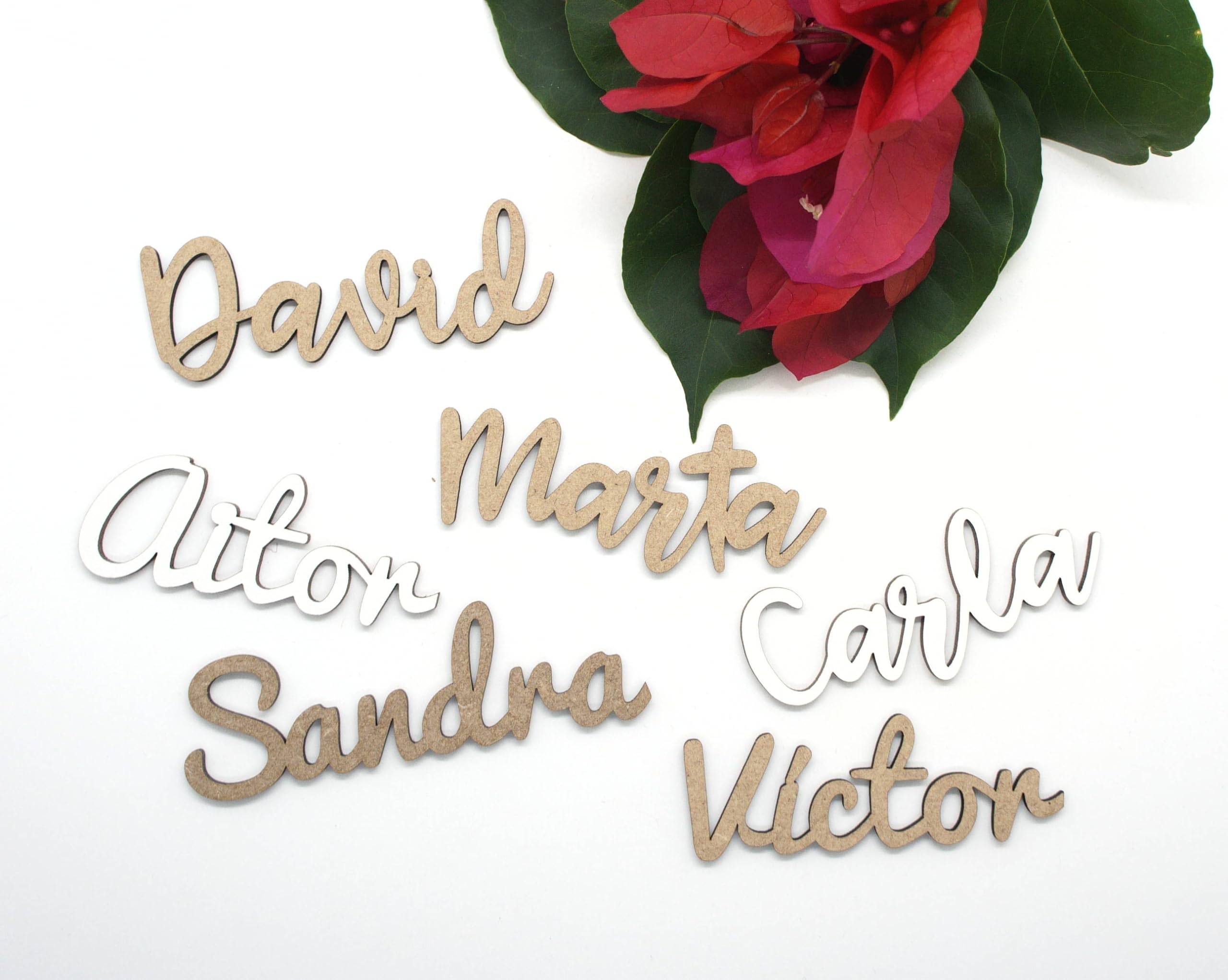 Nombres marcasitios invitado de madera. Para Bodas, Bautizos, Comuniones, Fiestas, Aniversarios...COLOR .NATURAL
