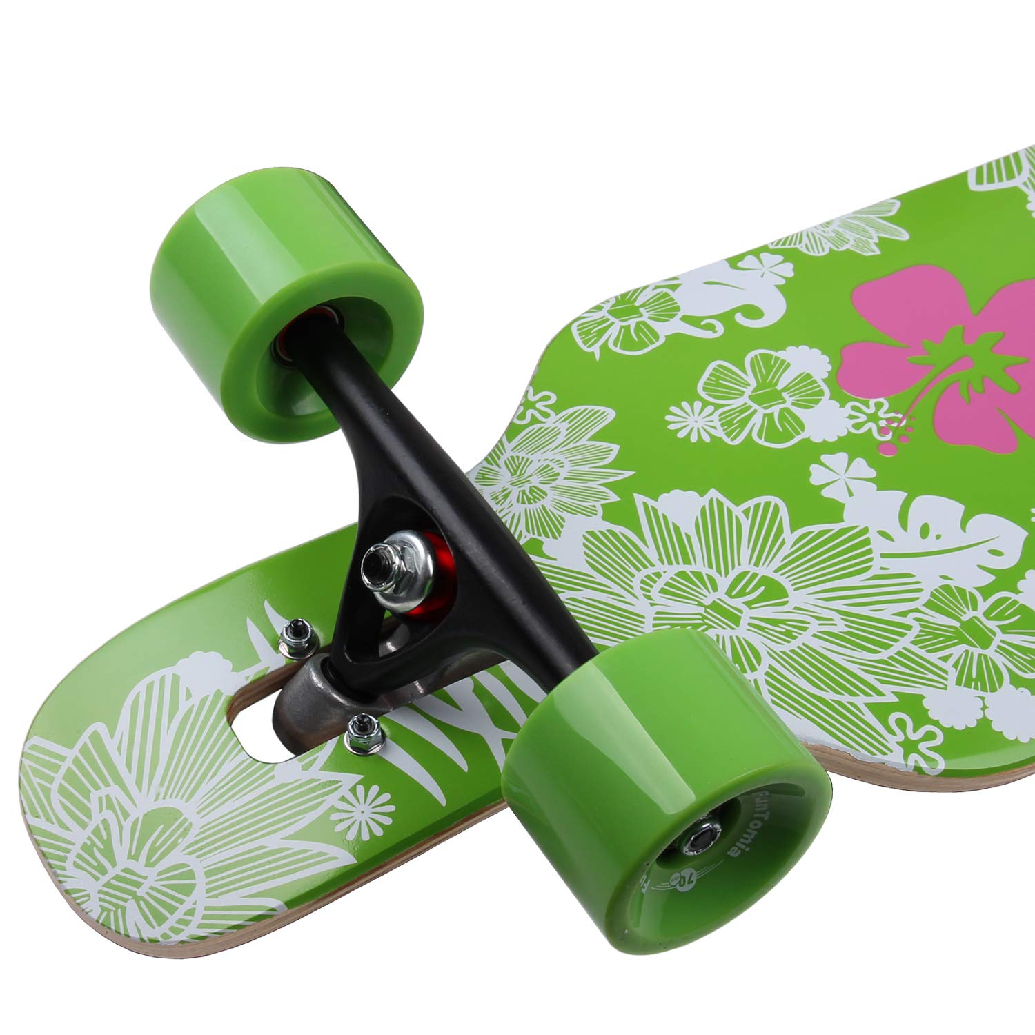 Flex1 fino a 122 kg – Camber Longboard (Flex1 fino a 122 kg, fiore hawaiano – legno d'acero)