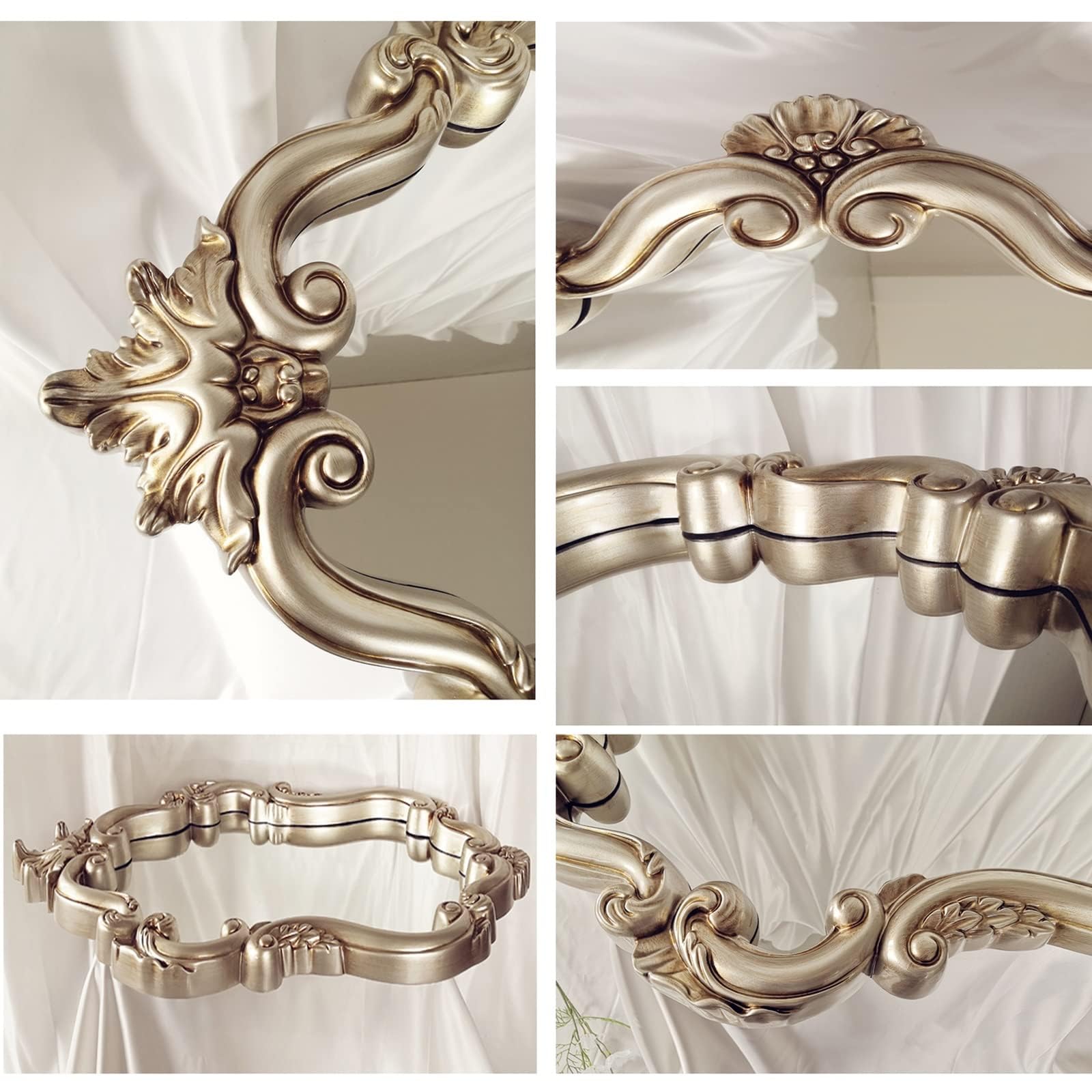 Duże antyczne złote barokowe dekoracyjne lustro ścienne - vintage lustro akcentujące do przedpokoju salonu sypialni - elegancki wystrój domu klasyczny design
