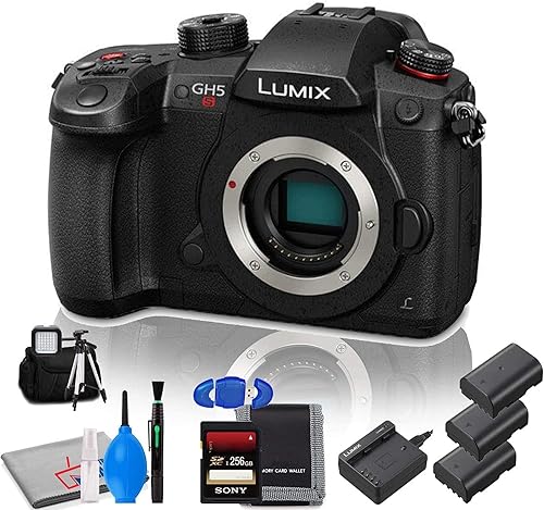 Panasonic Lumix DC-GH5S - Cámara digital micro sin espejo de cuatro tercios con kit de limpieza, paquete de accesorios totalmente cargados
