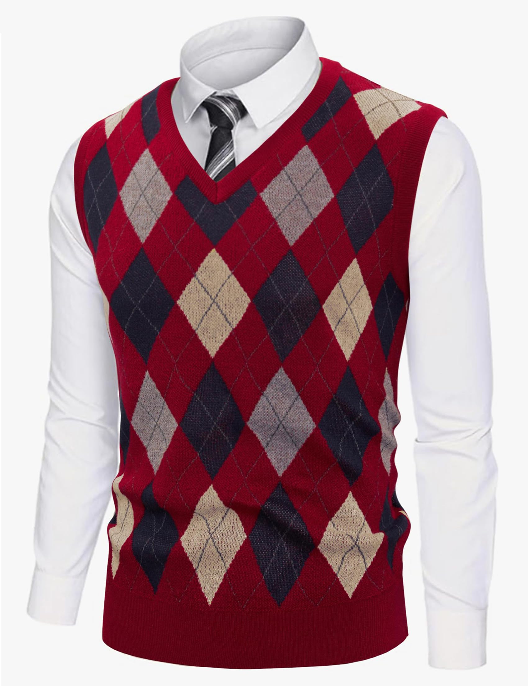 Sykooria Gilet Maglione da Uomo con Scollo V Maglioncino Smanicato Senza Maniche Pullover Gilet Cotone in Maglia Invernale Maglioni e Cardigan da Uomo Casual