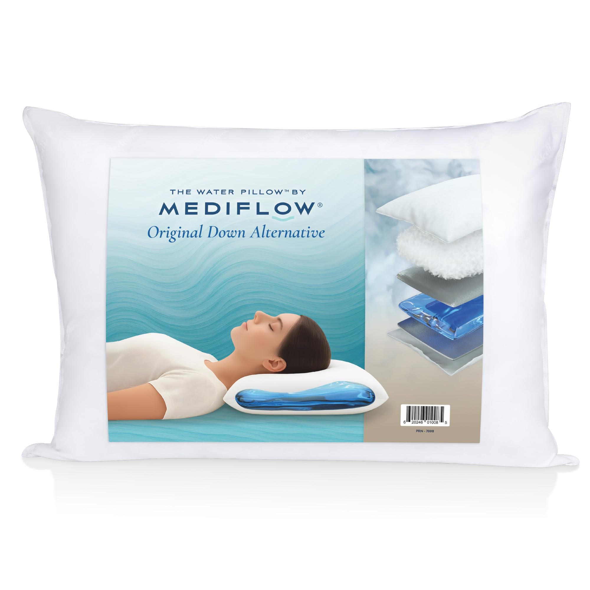 Down-Alternative Water Pillow – Adjustable Orthopaedic Neck Support – Side, Back & Front Sleepers (Single)