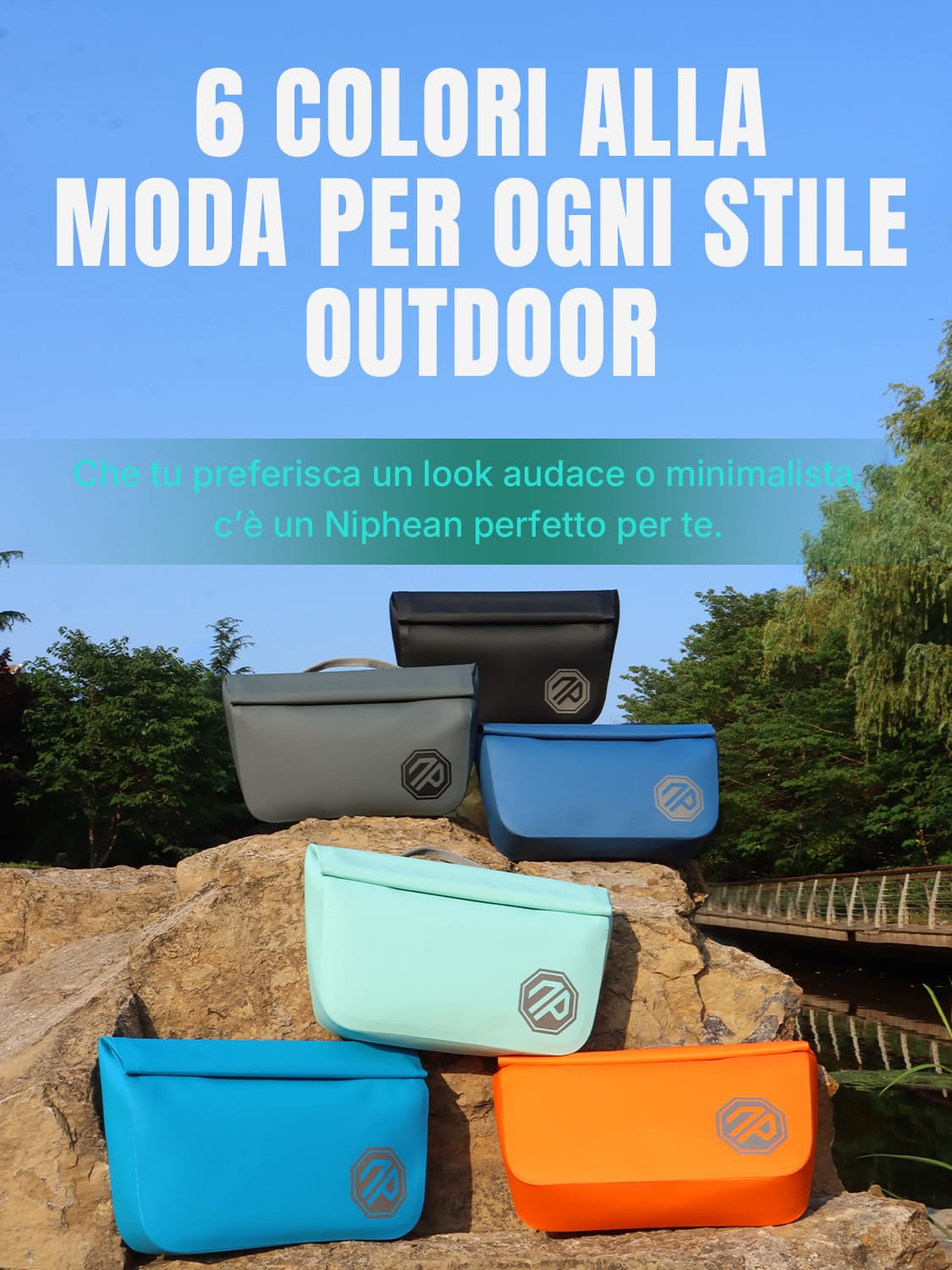 niphean IPX7 Marsupio Impermeabile con Chiusura Magnetica Mano, Sacca Impermeabile Resistente per Kayak, SUP, Spiaggia, Nuoto, Versatile Borsa a Tracolla, Marsupio Uomo&Donna, 2.5L,Blu Marina