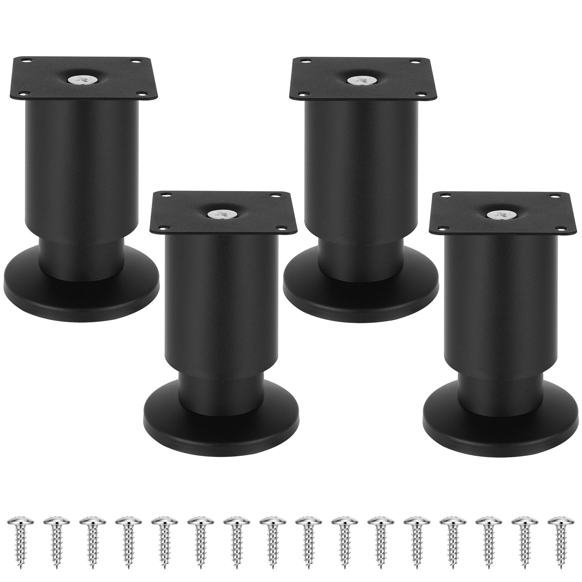 Torven 4er-Set Edelstahl Möbelfüße (250kg Traglast), Möbelfüße Verstellbar – Als Schrank Füße, Sofa Füße, Badezimmermöbel-Füße, Bettfüße & Tischfüße, möbelfüße Metall (Schwarz, 10 cm)