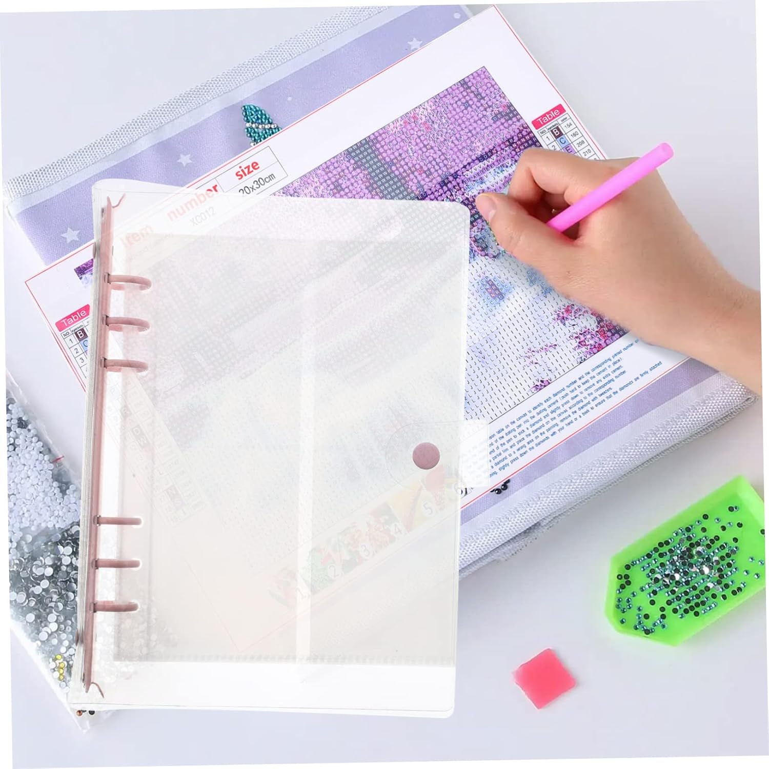 Veemoon DIY Rhinestone Storage Book for Bead Art 12 Pocket Organizer with Labels Bead Collection for Hobbyists and Enthusiasts