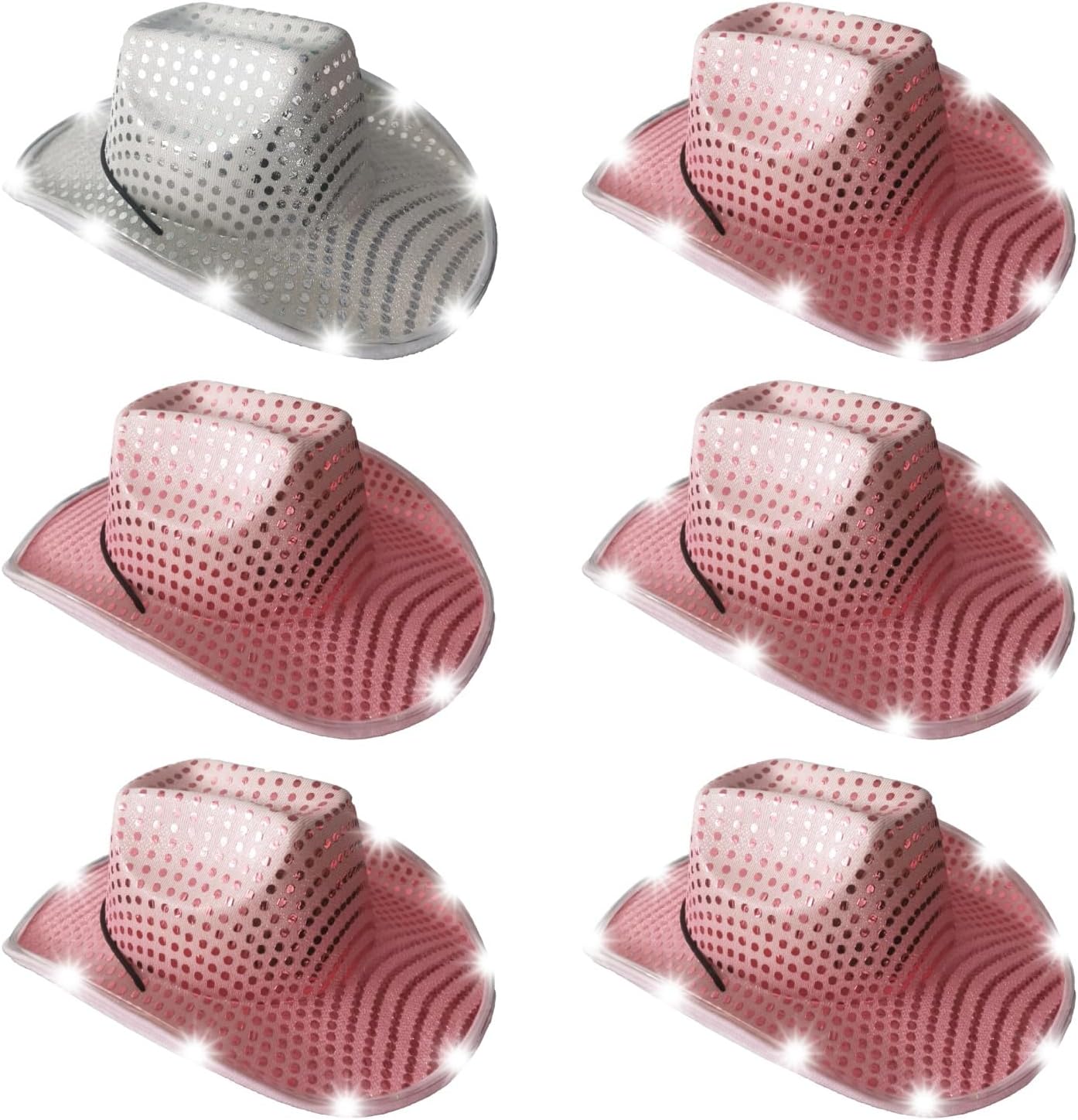 Wedding Light Up Cowboy Hat Led Cowboy Hat Lights Cowboy Cowgirl Hat for Wedding Western Bachelorette Party(6-20PCS)