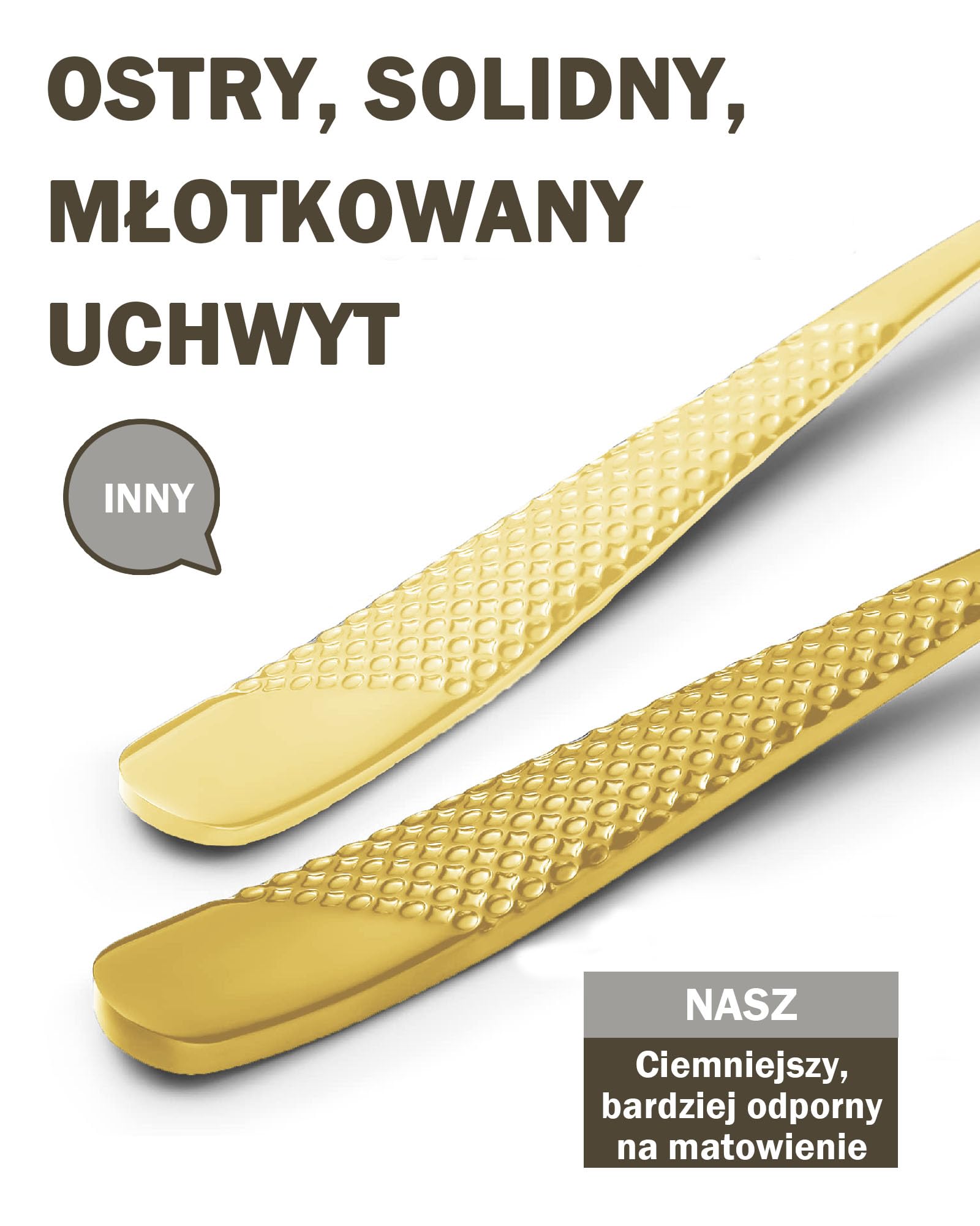 24-częściowy nowoczesny zestaw Złoty sztućców młotkowanych z bardzo ostrym nożem 2 w 1 ząbkowanym, zestaw przyborów ze stali nierdzewnej 18/10, zestaw sztućców dla 6 osób