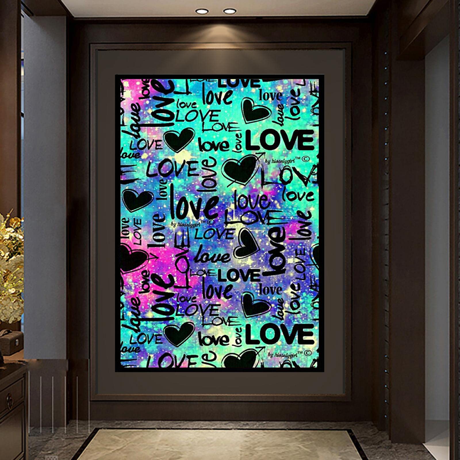 dsdsgog Pop Art Graffiti Style Posters Canvas Painting LOVE Green Print Simple Style Interior Decor Wall Painting Canvas Art Prints 60x90cm Frameless
