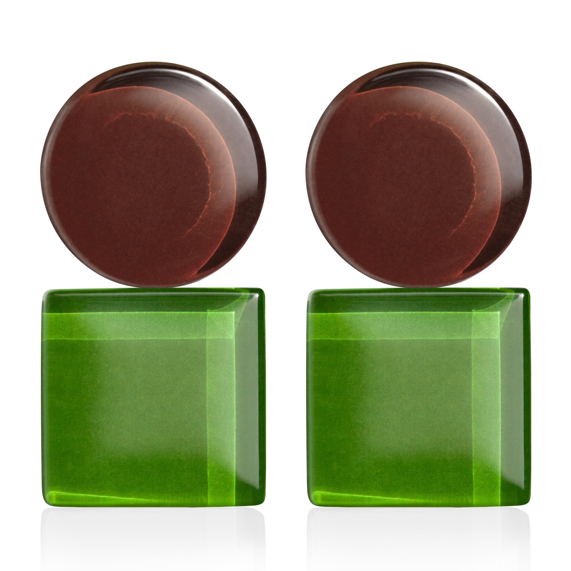 Geometrische Clip Ohrringe ohne Ohrlöcher • Bauhaus Design Ohrclips in 16 Farbvarianten • Statement Schmuck aus Glas • nachhaltig & handgemacht • 30x15x4mm (Kaffeebraun & Grasgrün)